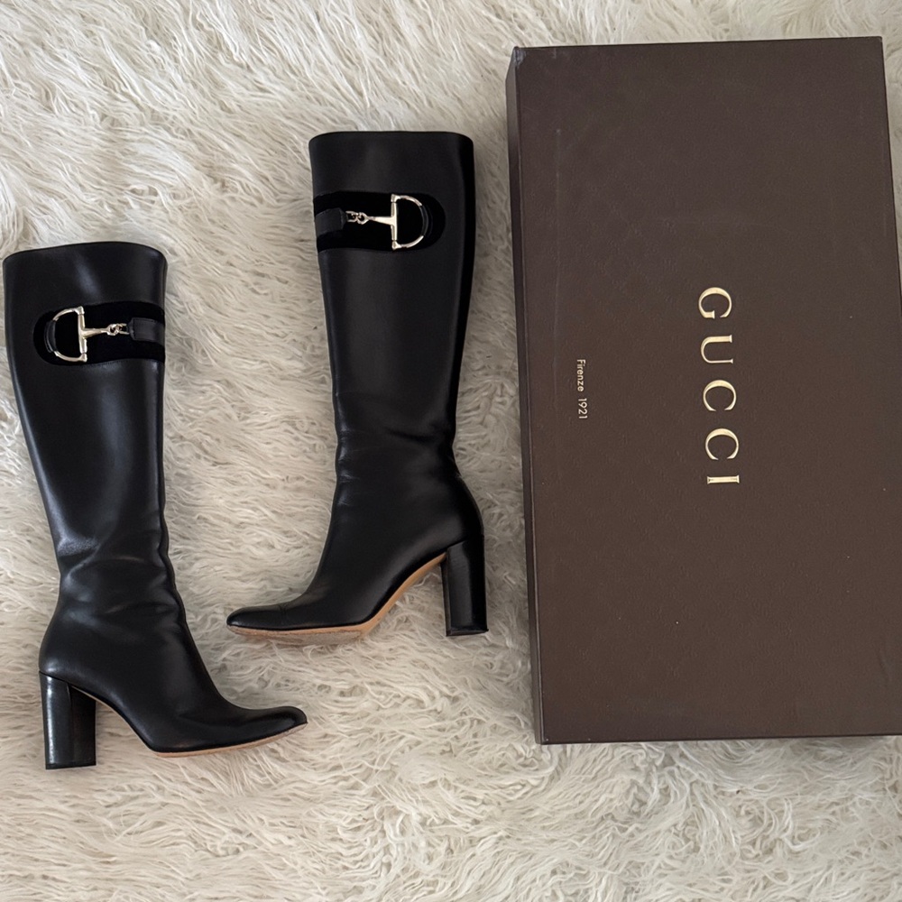 Gucci Black Heeled Leather Boots